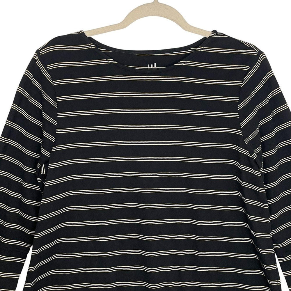 J.Jill‎ Large Black Stripe Pima Cotton Modern Classic Minimalist Top - Picture 3 of 10